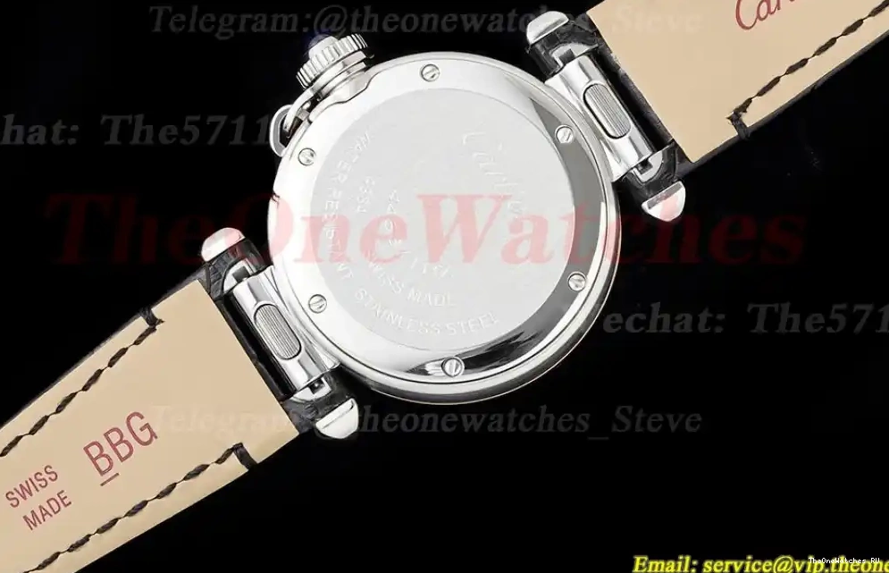 30mm Cartier Pasha RG De AF Black Quartz LE White Ladies Dial 0324